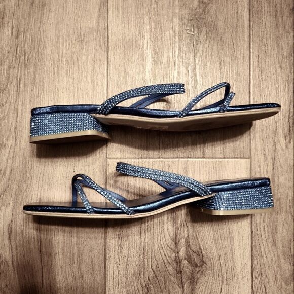 Jeffrey Campbell Sparkly Rhinestone Kitten Heel Shoes Blue Size 6.5 - Picture 6 of 12